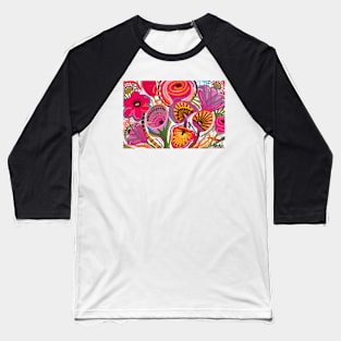 Red Flower Trip Baseball T-Shirt